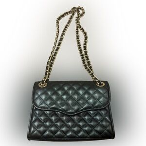 NWOT‎ Rebecca Minkoff Quilted Affair Black (Greenish Tint) Leather Shoulder Bag